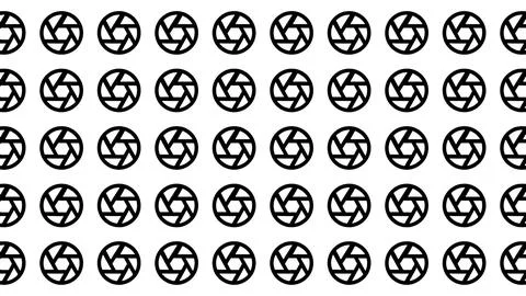 Seamless Black and White Camera Aperture Icon Pattern for Photography and C.. Stock Illustration