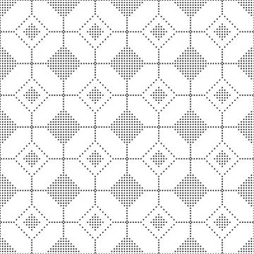Seamless Black and White Circle Dots Abstract Geometric Pattern. Stock Illustration