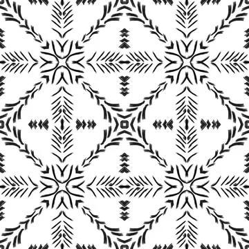 Seamless black and white geometric ikat pattern Stock Illustration
