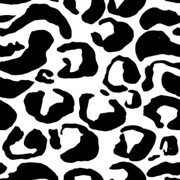 Seamless black and white leopard pattern. Animal skin grunge texture. Vector Stock Illustration