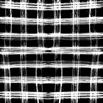 Seamless black and white pattern with hand drawn horizontal and vertical lines Illustrazione stock