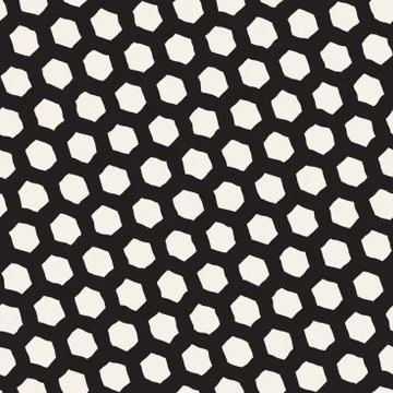 Seamless black and white pattern with hexagon lattice. Creative monochrome hand Stockillustratie