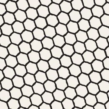 Seamless black and white pattern with hexagon lattice. Creative monochrome hand Illustrazione stock