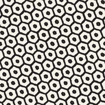 Seamless black and white pattern with hexagon lattice. Creative monochrome .. Stockillustratie