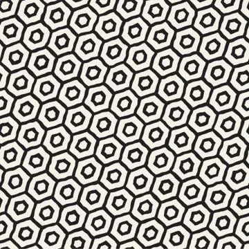 Seamless black and white pattern with hexagon lattice. Creative monochrome .. Stock Illustration