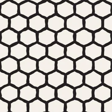 Seamless black and white pattern with hexagon lattice. Creative monochrome .. Stock Illustration