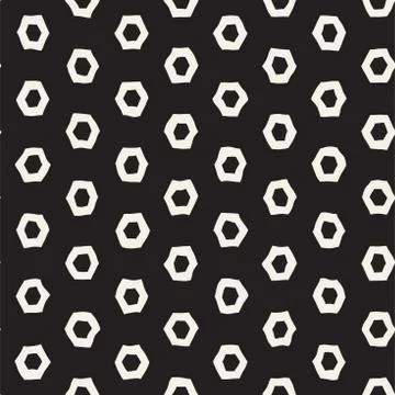 Seamless black and white pattern with hexagon lattice. Creative monochrome .. Illustrazione stock