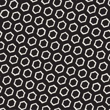 Seamless black and white pattern with hexagon lattice. Creative monochrome .. イラスト素材