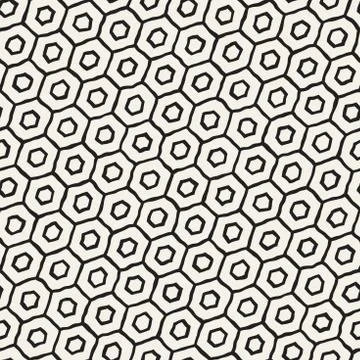 Seamless black and white pattern with hexagon lattice. Creative monochrome .. Stockillustratie