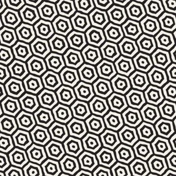 Seamless black and white pattern with hexagon lattice. Creative monochrome .. Stock Illustration