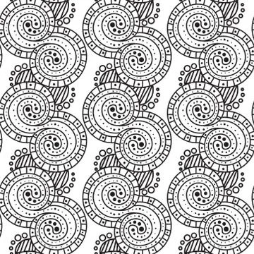 Seamless Black And White Pattern Zentangle Design 스톡 일러스트