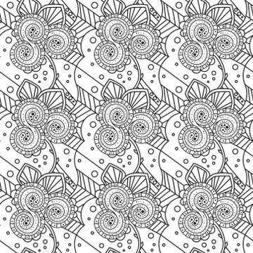 Seamless Black And White Pattern Zentangle Design 스톡 일러스트