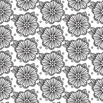 Seamless Black And White Pattern Zentangle Design 스톡 일러스트
