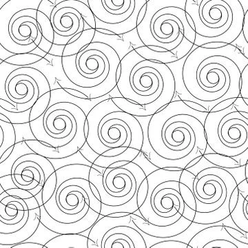 Seamless black and white pattern with circles and arrows Stock Illustration