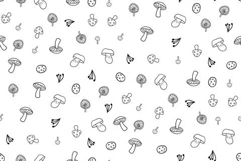 Seamless black and white pattern with mushrooms 스톡 일러스트