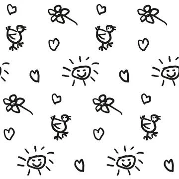 Seamless black and white pattern with doodle line art  pencil drawings Stock Illustration