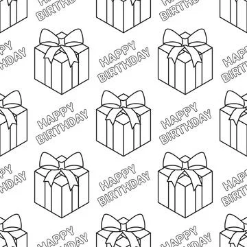 Seamless black and white pattern. Gift. Birthday. Stock Illustration