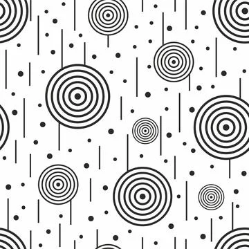 Seamless black and white pattern with circles. Stock Illustration