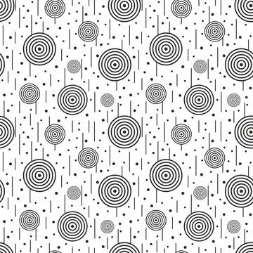 Seamless black and white pattern with circles. Illustrazione stock
