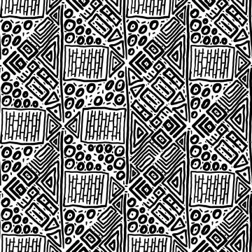 Seamless black and white pattern of abstract elements Stock Illustration
