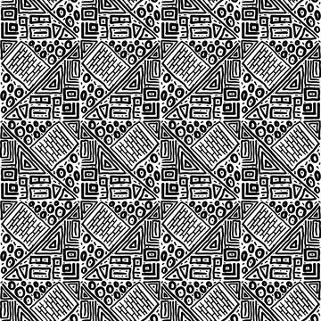 Seamless black and white pattern of abstract elements Illustrazione stock