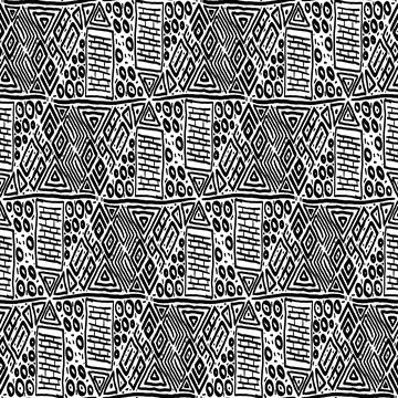 Seamless black and white pattern of abstract elements Stock Illustration