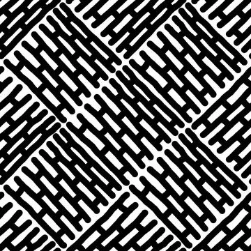 Seamless black and white pattern of abstract elements Stock Illustration