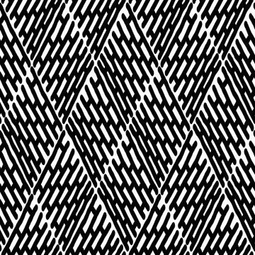 Seamless black and white pattern of abstract elements Stockillustratie