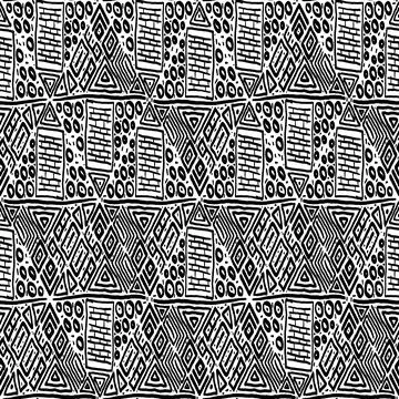 Seamless black and white pattern of abstract elements イラスト素材