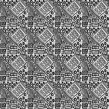 Seamless black and white pattern of abstract elements 스톡 일러스트