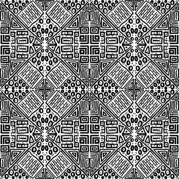 Seamless black and white pattern of abstract elements 스톡 일러스트