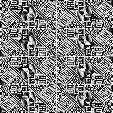 Seamless black and white pattern of abstract elements Stock Illustration