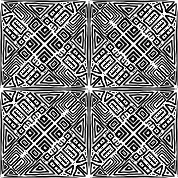 Seamless black and white pattern of abstract elements Stock Illustration