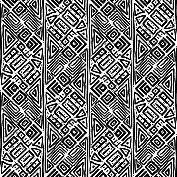 Seamless black and white pattern of abstract elements Stock Illustration