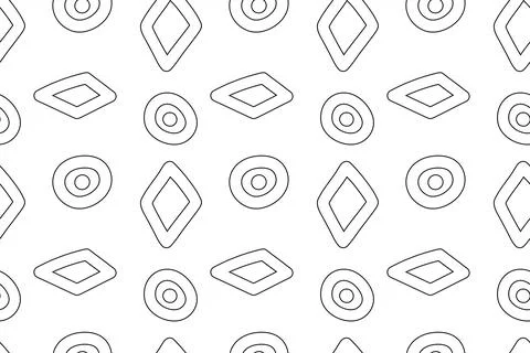 Seamless black and white pattern with diamonds and circles for coloring pages Stock Illustration