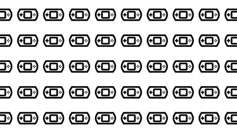 Seamless Black and White Pattern of Generic Handheld Game Console Icons on .. Stock Illustration