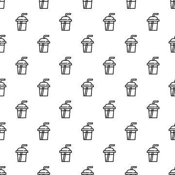 Seamless black and white soft drink cup pattern Stockillustratie
