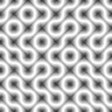 Seamless Black and White Tangled Round Stripes. Textured Geometric Pattern. Stock Illustration