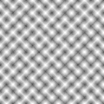 Seamless Black and White Tangled Round Stripes. Textured Geometric Pattern. Illustrazione stock