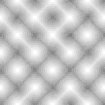 Seamless Black and White Tangled Round Stripes. Textured Geometric Pattern. Stock Illustration