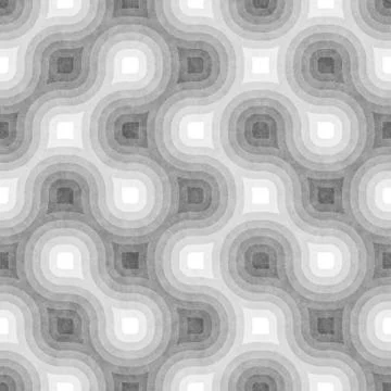 Seamless Black and White Tangled Round Stripes. Textured Geometric Pattern. Stock Illustration