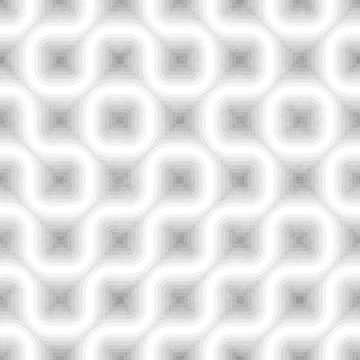 Seamless Black and White Tangled Round Stripes. Textured Geometric Pattern. Stock-Illustration