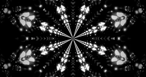 Seamless black and white tunnel video loop with dynamic patterns for screen.. Stock Footage 318936304