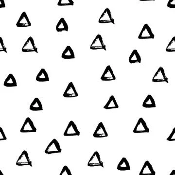 Seamless black and white vector free hand doodle texture with triangles, dry Illustrazione stock
