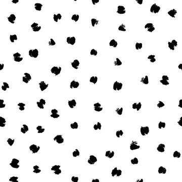 Seamless black and white vector free hand doodle texture with dots, dry brush Stock Illustration