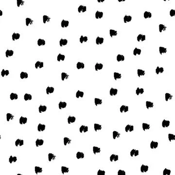 Seamless black and white vector free hand doodle texture with dots, dry brush Stock Illustration