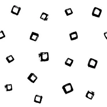 Seamless black and white vector free hand doodle square texture, dry brush ink Stock Illustration