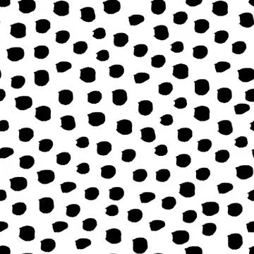 Seamless black and white vector free hand doodle texture with dots, dry brush 库存插图