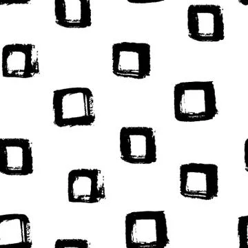 Seamless black and white vector free hand doodle square texture, dry brush ink 库存插图