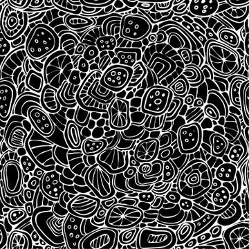 Seamless black and white vector doodle pattern. Hand drawn abstract texture Stock Illustration